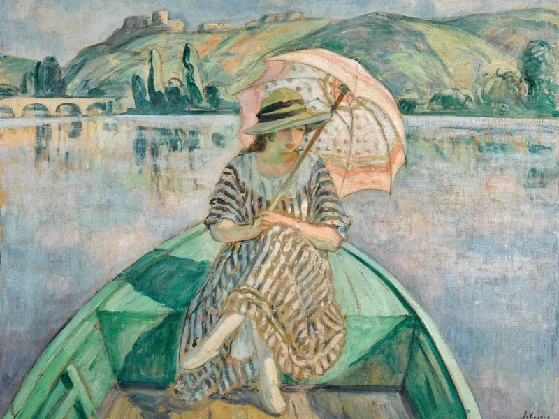 1865-Joseph Henri Baptiste Lebasque - Gita in barca a Andelys